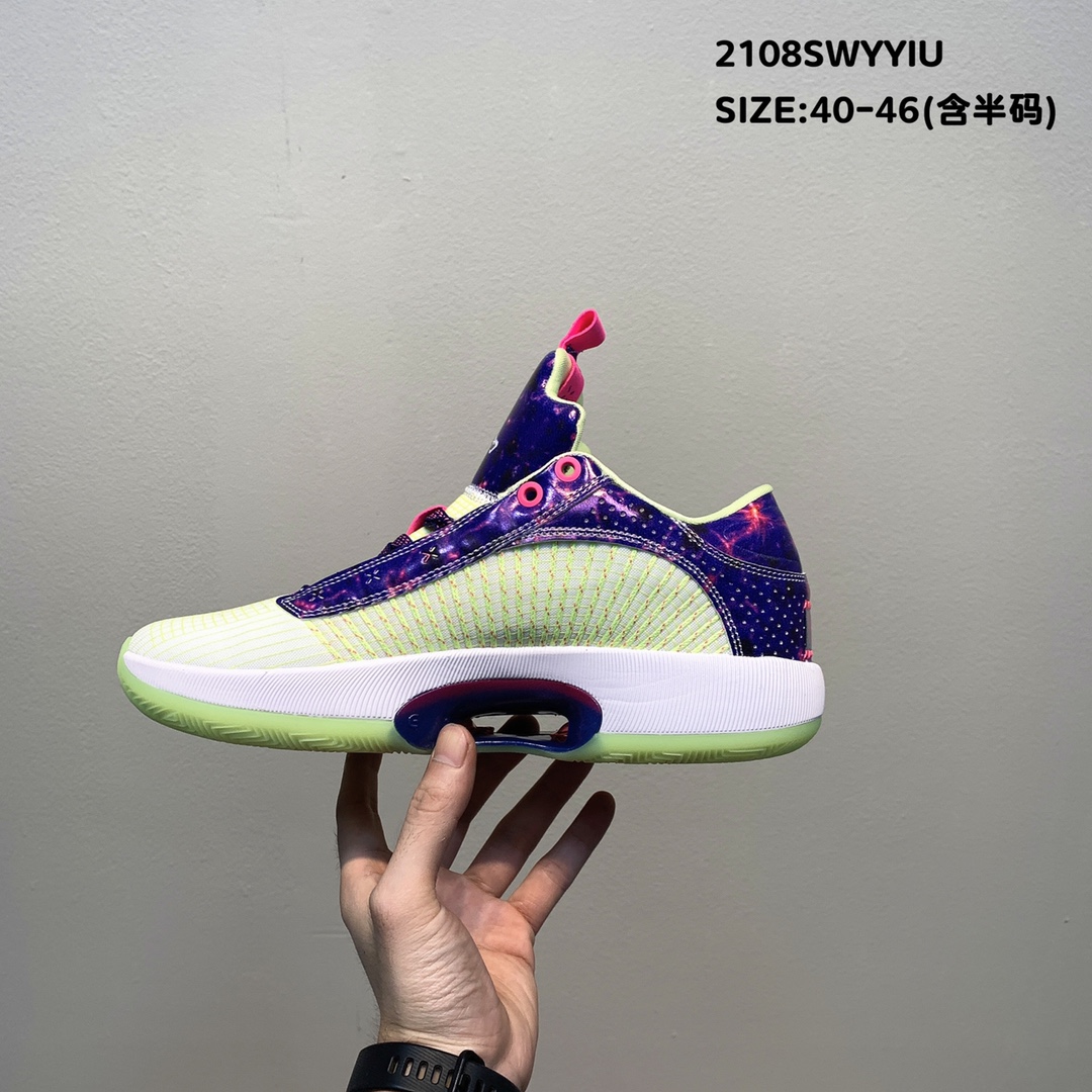 2021 Air Jordan 35 Low White Purple Green Basketball Shoes